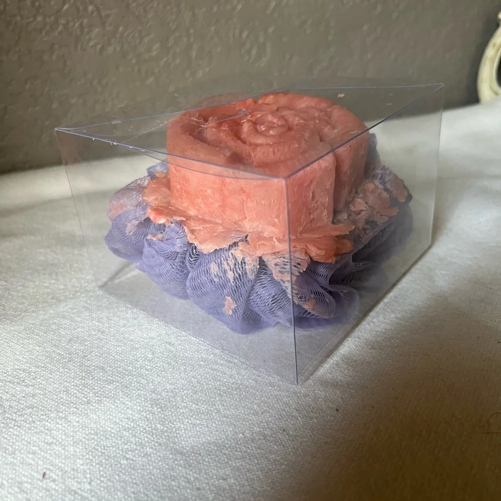 Watermelon soap Purple Shower Pouf with Cheshire Cat Design